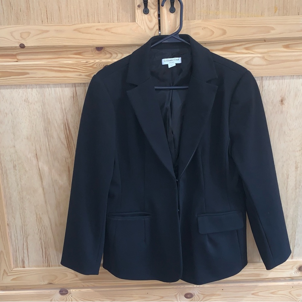 Coldwater Creek “Shaped” black career business suit jacket blazer size P12